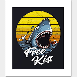 Retro Sun Shark Kiss Posters and Art